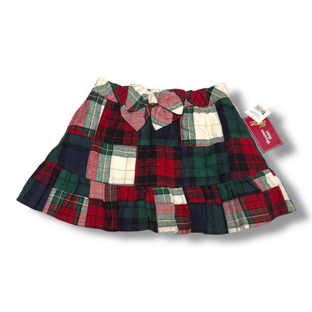 Gymboree Girls Christmas Cabin Patchwork Plaid Ruffle Skort Red Green 3T NWT